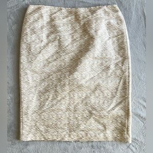 Ellen Tracy Women's Ivory/Gold Metalic Straight Pencil Skirt